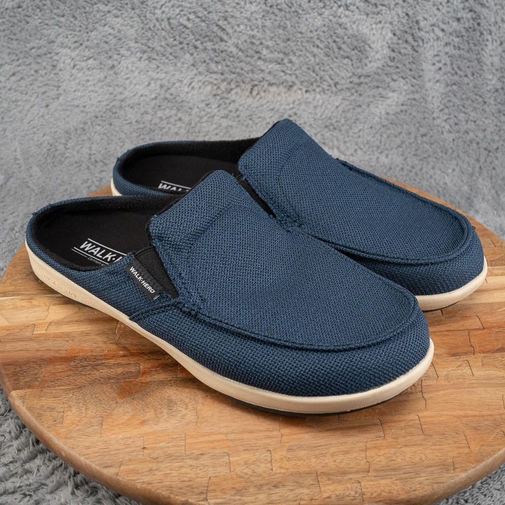 Walk Hero Canvas Arch Support Slip On Shoes Slippers Men's Blue US Size 11
